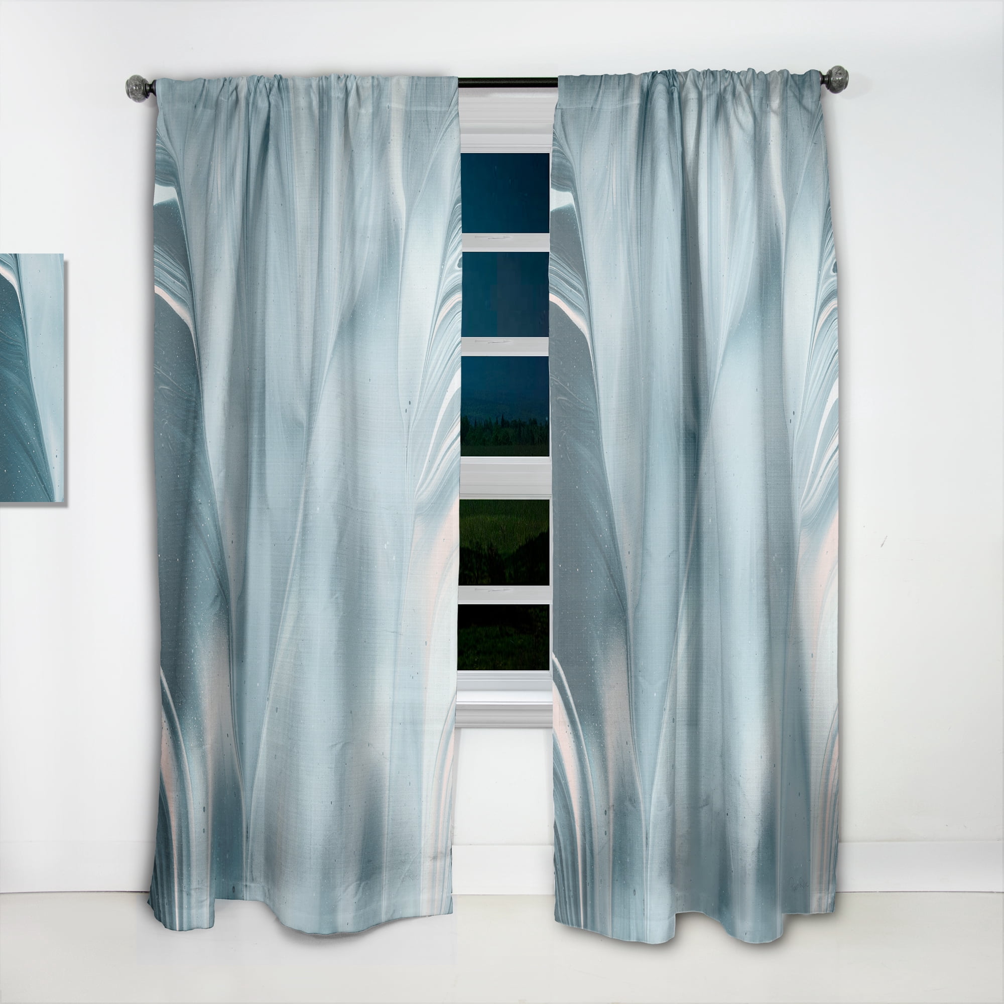 Designart 'Fractal Blue Modern Water I' Modern Curtain Panel