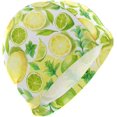 thumbnail image 1 of FYBTO Swimming Cap Watercolor Lime Lemon and Mint Leaf Unisex Adult FYBTO Polyester, 1 of 4