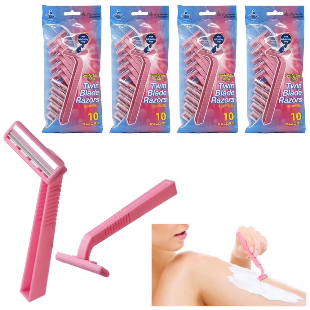 40pcs Womens Disposable Razors Twin Blade Hair Removal Trimmer Shaver