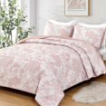 thumbnail image 1 of Juego de edredón WONGS BEDDING, tamaño king, estampado floral rosa, 3 piezas, 1 of 7