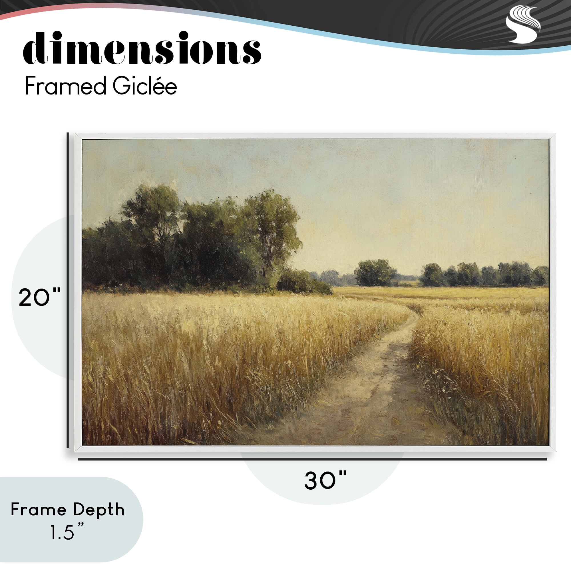Stupell Industries Sunlit Country Wheat Path White Framed Giclee Art, design by Petal Prints Design