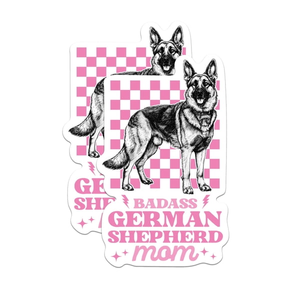 (2 Pack) Badass German Shepherd Mom Sticker - German Shepherd Breed Dog Mom - Pet Parent - 5 Inches On Longest Side - Premium Vinyl - for Cars, Trucks, Skateboards, Laptops - Made in USA - BMCS0677