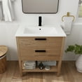 thumbnail image 2 of 30'' Single Sink Bathroom Vanity Cabinet with Ceramic Sink,2 Drawers,Open Shelf,4 Wood Feet,Modern Plywood Bathroom Storage Cabinet(Faucet Not Included), 2 of 9