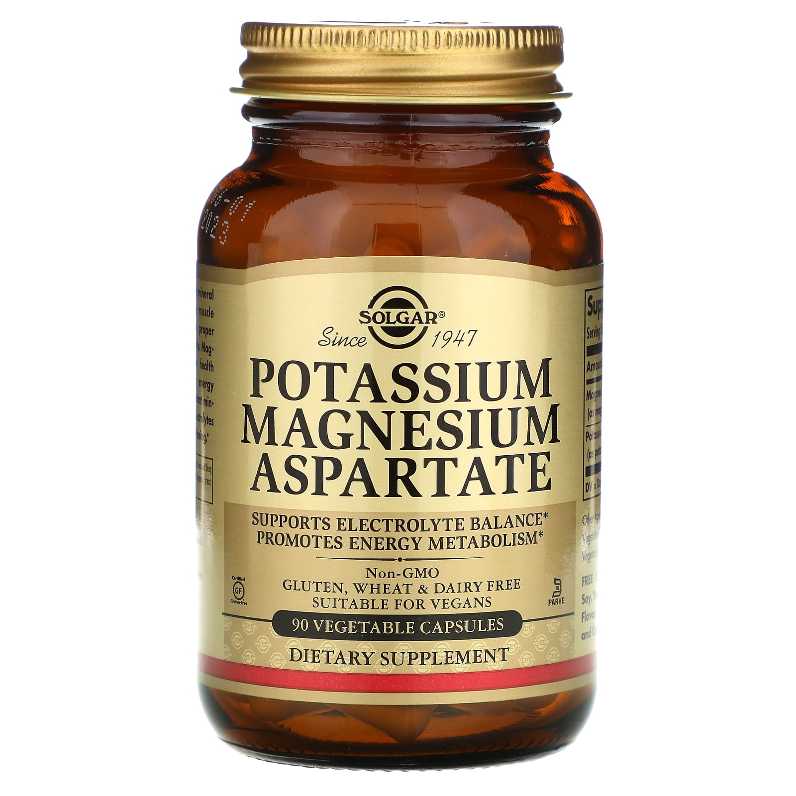 Potassium Magnesium Aspartate, 90 Vegetable Capsules, Solgar