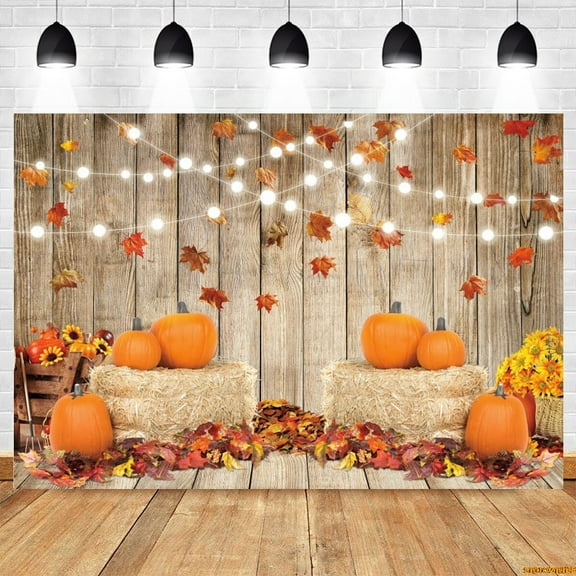 Autumn Nature Scery Farm Warehouse Haystack Backdrop Fall Leaves Pumpkin Baby Portrait Photography Background Photocall Studio