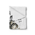 thumbnail image 2 of Guitar Soft Flannel Fleece Blanket, Geometrical Elements Stripes Swirls Dots Lines and Musical Notes Rock and Roll, Cozy Plush for Indoor and Outdoor Use, 60" x 80", Tan Black White, by Ambesonne, 2 of 5
