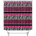 thumbnail image 2 of 4PCS/Set Hot Pink Leopard Print Shower Curtain, Black and White Zebra Print Wildlife Safari Animal Skin Stripe Fashion Women Girly Bathroom Decor, Non-slip Bath Mat Toilet Rug, Cheetah & Zebra, 2 of 7
