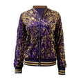 thumbnail image 4 of Womens Jackets Sequin Baseball Jacket Long Sleeve Front Zip Bomber Blazer Glitter Coats, 4 of 6