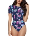 thumbnail image 1 of Balery Wine Glasses And Cocktails Body de cuello redondo de manga corta para mujer Tops de manga corta Tops básicos-Large, 1 of 7