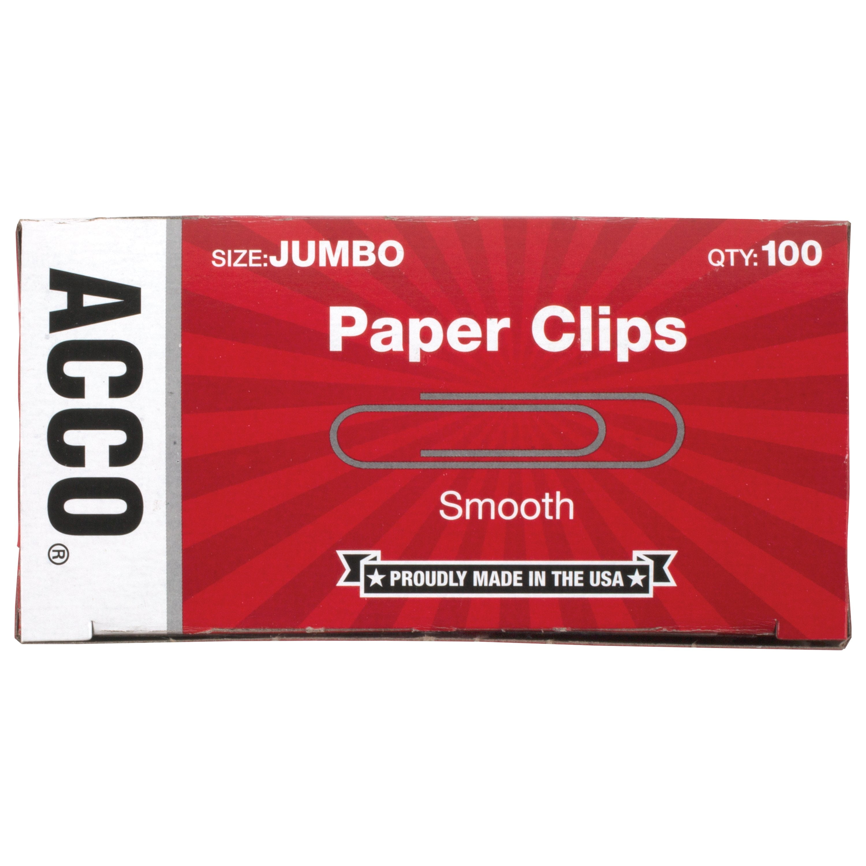Details about   ACCO Paper Clips Jumbo A70... Smooth 100/Box 1 Case 50 Boxes/Case Economy 