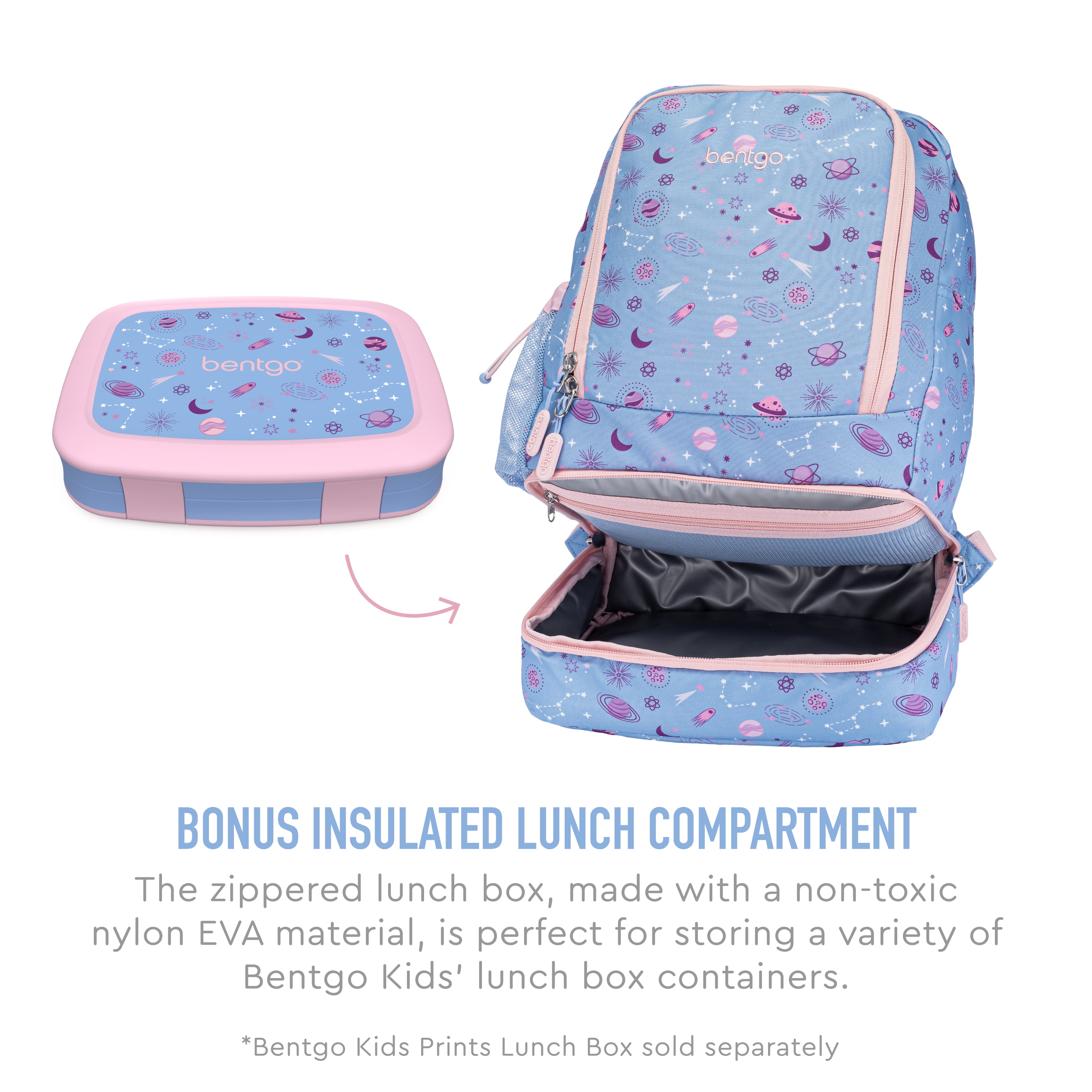 Bentgo® Kids Prints 2-in-1 Backpack & Insulated Lunch Bag - Durable,  Lightweight, Colorful Prints for Girls & Boys, Water-Resistant Fabric,  Padded Straps & Back, Large Compartments 