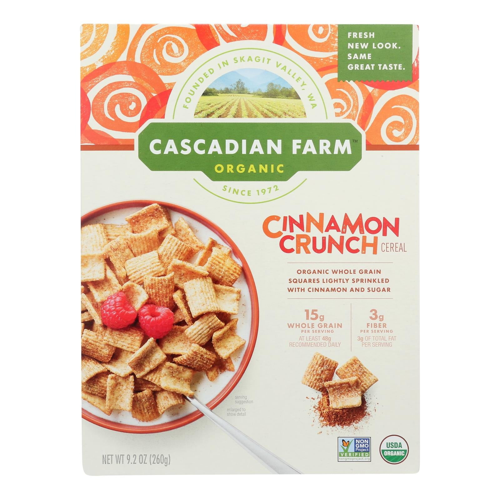 (10 pack) Cascadian Farm Organic Cinnamon Crunch Cereal, Made with Whole Grain, 9.2 oz