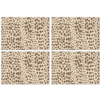 Beige and Brown Of Leopard Print Summer Placemats Table Placemats Set Of 4-Linen Kitchen Washable Placemats Table Mats 11.8"x17.7"Non-Slip Heat Resistant