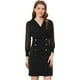 thumbnail image 1 of Vestido De Manga Larga Transparente Con Cuello En V Elegante Con Botones En Contraste Para Mujer Negro XS, 1 of 6