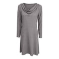 thumbnail image 6 of Women's Elegant Cowl Neck Long Sleeve Mini Dress Loose Fitting Flowy Tunic Dress for Loungewear Casual Daily Wear Gray XL, 6 of 8