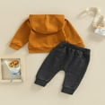 thumbnail image 4 of Newborn 2Pcs Outfits  Capital Letter Print Long Sleeve Hooded Pullover + Elastic Drawstring Side Pockets Trousers, 4 of 7