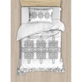 thumbnail image 3 of Irish Duvet Cover Set Queen Size, Indigenous Motifs in Stencil Art Style Celtic Culture Outline Tribal Victorian, Decorative 3 Piece Bedding Set with 2 Pillow Shams, Black and White, by Ambesonne, 3 of 3