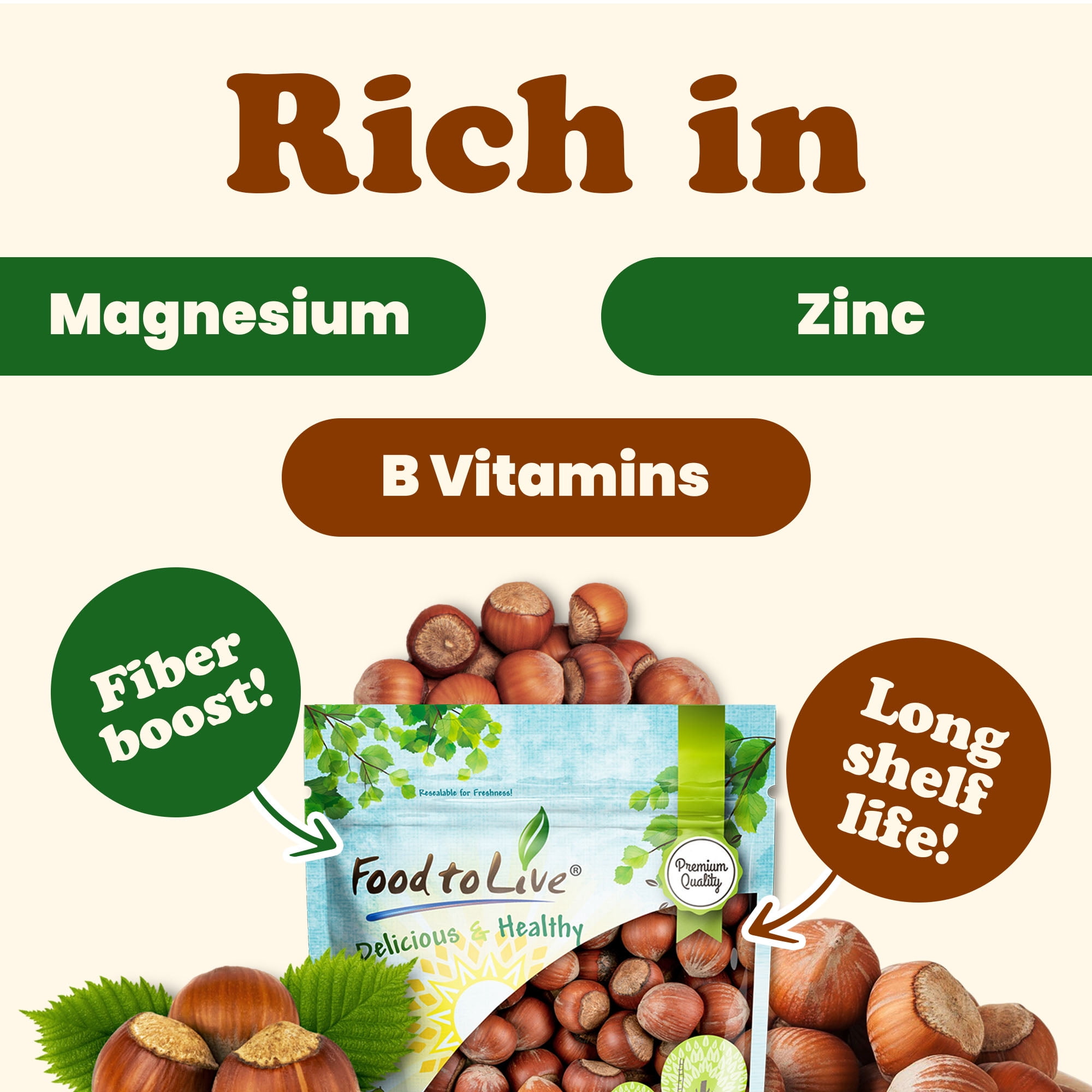 Hazelnuts in Shell, 12 Pounds – Unsalted, Unroasted, Keto, Vegan, Kosher, Bulk Nuts – by Food to Live