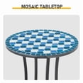 thumbnail image 5 of 14 inch Side Table, Round Iron Top End Table, Indoor Outdoor Accent Table, Blue & White Checkered Mosaic, 5 of 10