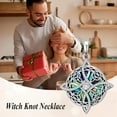 thumbnail image 5 of JKR Witch Knot Necklace Evil Eye/Star of David/Cross/Lotus/Witch Knot/Key of Abalone Shell Necklace 925 Sterling Silver Religious Hand of Fatima Jewelry Gifts for Women Her, 5 of 6
