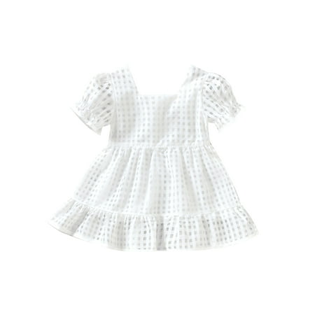 

Carolilly Baby Girl Dress Short Sleeve Hollowed Summer Dress for Casual Daily