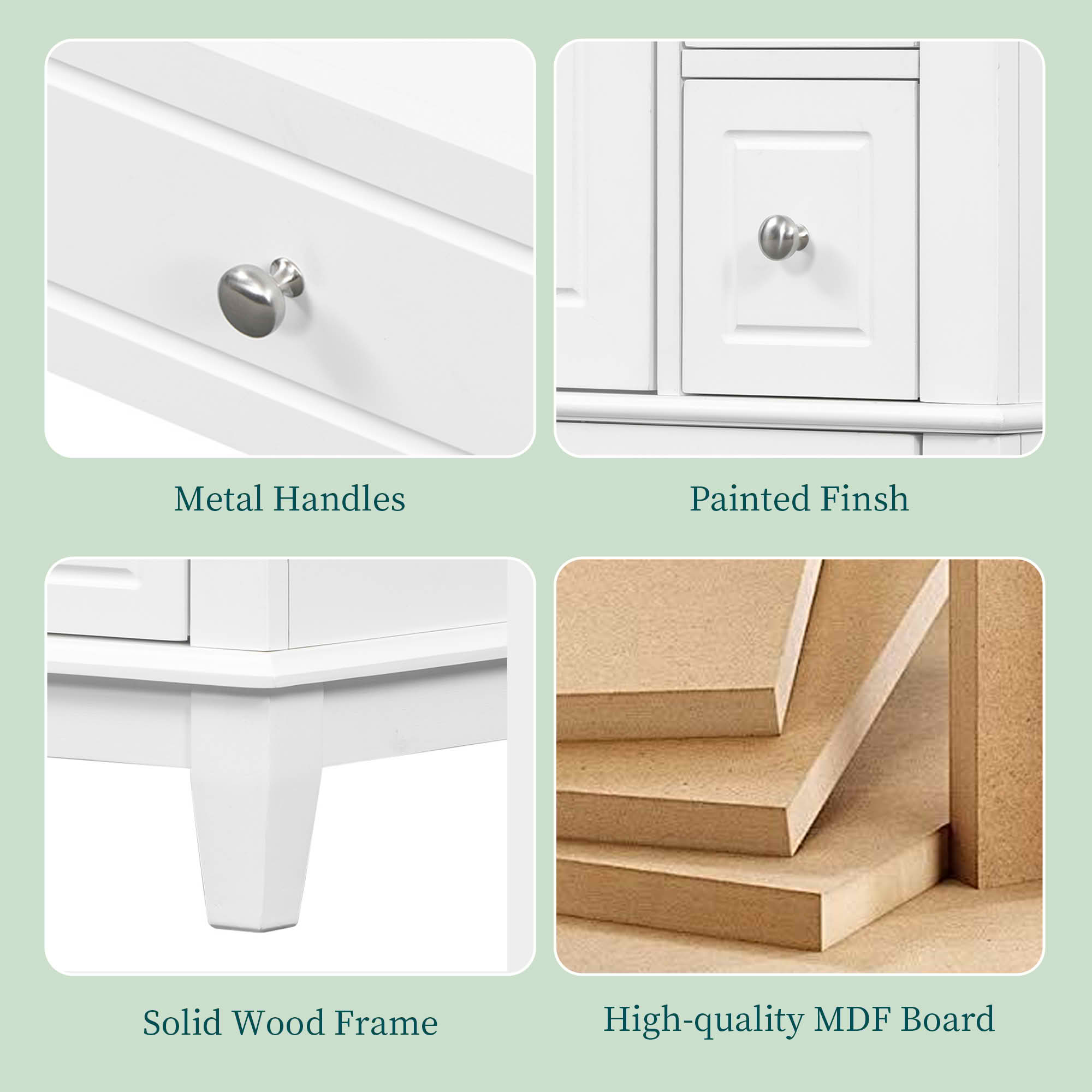 MAYEERTY 24" Bathroom Vanity with Sink Drawers, Freestanding Cabinet Ceramic Top Storage Shelves MDF Solid Wood Base, Modern Small Bathrooms, White