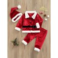 thumbnail image 3 of Gzhioc Toddler Baby Boys Girls Christmas Fall Clothing Set 3 6 12 18 24 Months 2T 3T Santa Claus Long Sleeve Cardigan and Trousers  Hat, 3 of 9