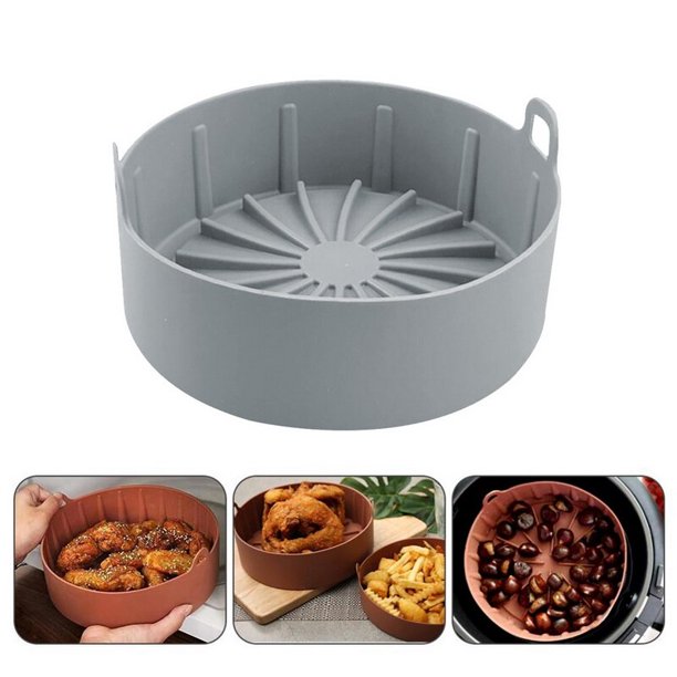 Grill Pan Bread Cake Mat Heat Resistant Accessories Multifunctional Removable Microwave Kitchen Air Fryer Silicone Pot BasketGray SChina He Qiyong unisex