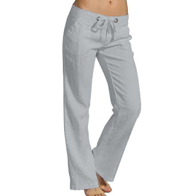 Innerwin Women's Lounge Straight Leg Pants, Light Grey, 3XL