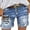1-Blue377, variant on Womens Distressed Denim Shorts High Waisted Patchwork Rolled Hem Jean Shorts,Gray