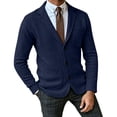 thumbnail image 4 of USNSM Mens Shawl Collar Blazer Knit Sweater Fashion Cardigan Button Down Jacket Slim Fit Open Front Long Sleeve Coats Blue M, 4 of 6