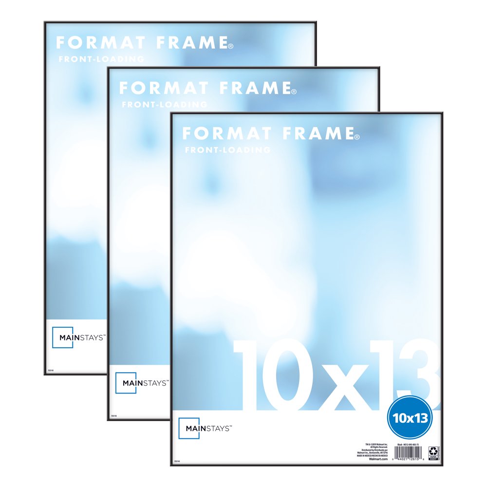 Mainstays 10" x 13" Format Picture Frame, Black Finish, Set of 3