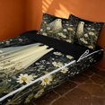 thumbnail image 2 of Erosebridal Boho Daisy Floral Zipper Twin Comforter Sets with Fitted Sheet and 2 Pillowcases, Cute Ghost Zipper Bedding Set for Boys Girls, Cream Dark Green, Black Reversible, 2 of 7
