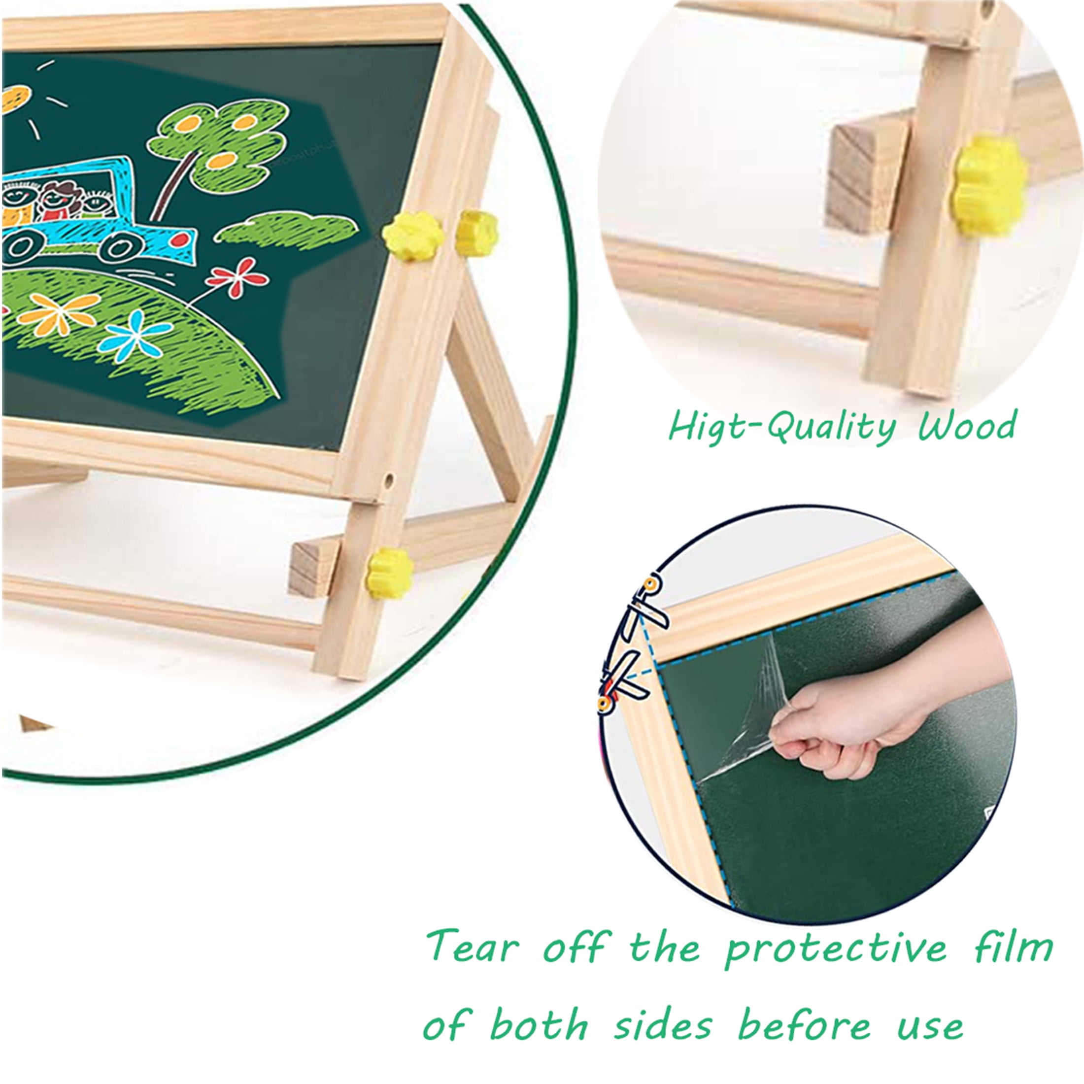 Ealing Wooden Tabletop Easel Art Center, with Magnetic Whiteboard, Chalkboard , Tabletop Drawing Board for Kids with Magnetic Letters Numbers and Other Accessories