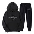 thumbnail image 2 of Feancey Deal of The Day Jogger Sets for Women 2 Piece Hoodie Sweatsuits Valentines Day Heart Print Lounge Set Teen Girl Y2K Tracksuits 2025 Trendy Jogging Suits Black XL, 2 of 3