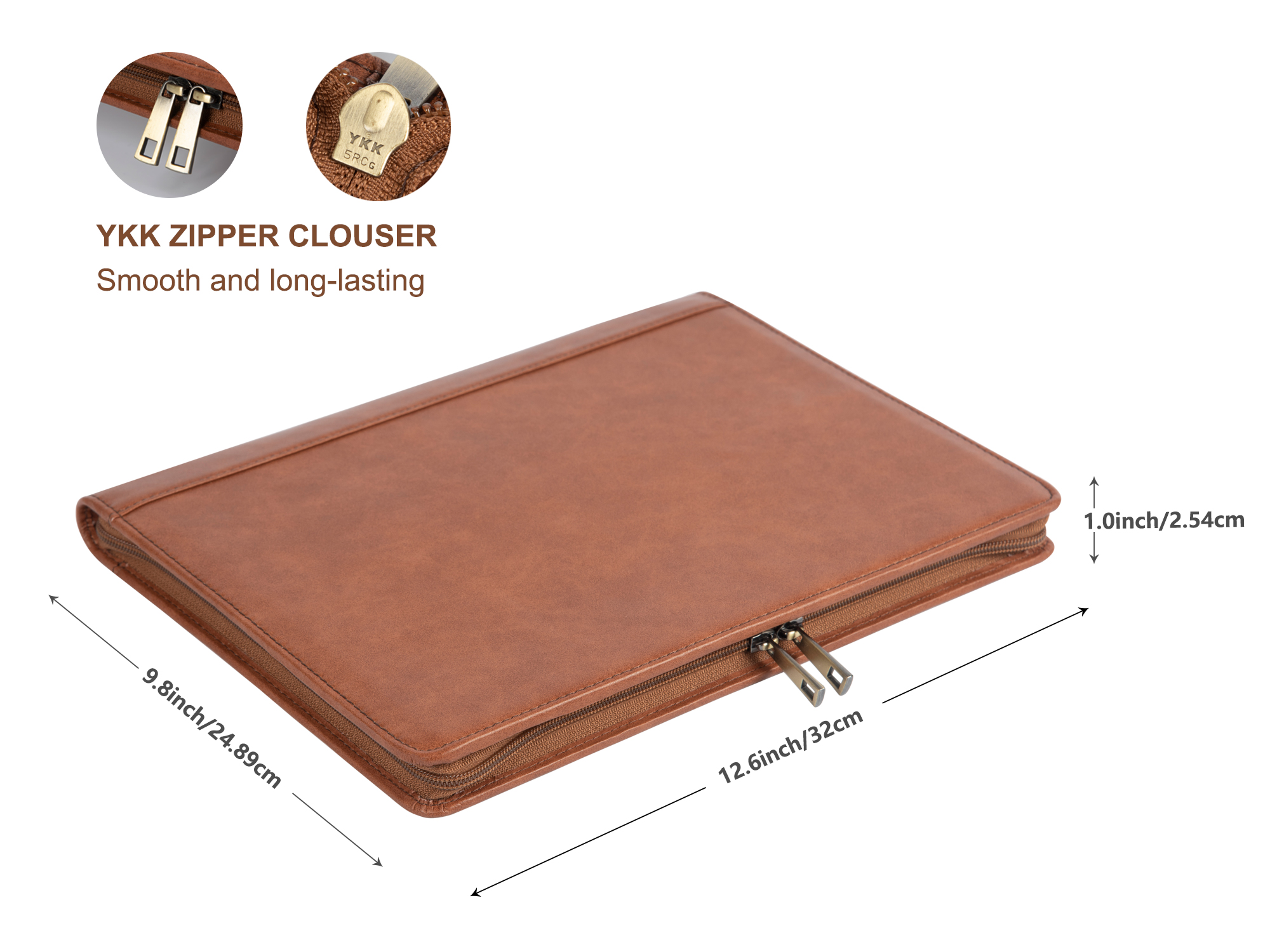 AZXCG Lightweight Slim Padfolio Folder for Women, Interview Resume Legal Document Organizer & Business Card Holder, with A4 Letter-Sized Notepad, Brown Leather Padfolio