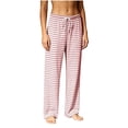 thumbnail image 4 of Jesvior Women'S Striped Loungewear Pants Straight Leg Full Length Sleep Pants with Drawstring Elastic Waist Soft Knit Pajama Trousers for Casual Daily Wear, 4 of 6