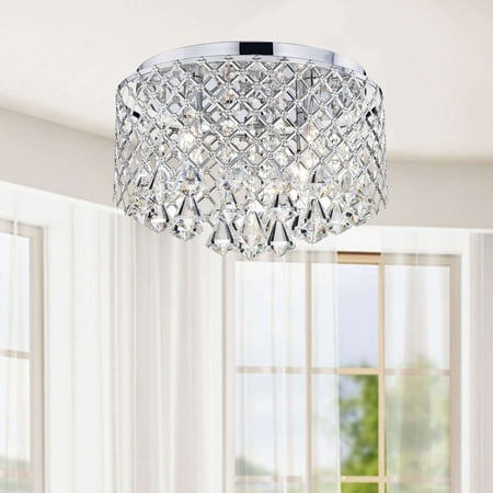 The Lighting Nerisa Chrome Crystal Flush Mount Chandelier The Lighting Nerisa Chrome Crystal Flush Mount Chandelier