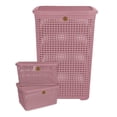 thumbnail image 1 of Cesto para ropa y cajas organizadoras La Ardilla Rattan con Tapa Rosa, 1 of 4