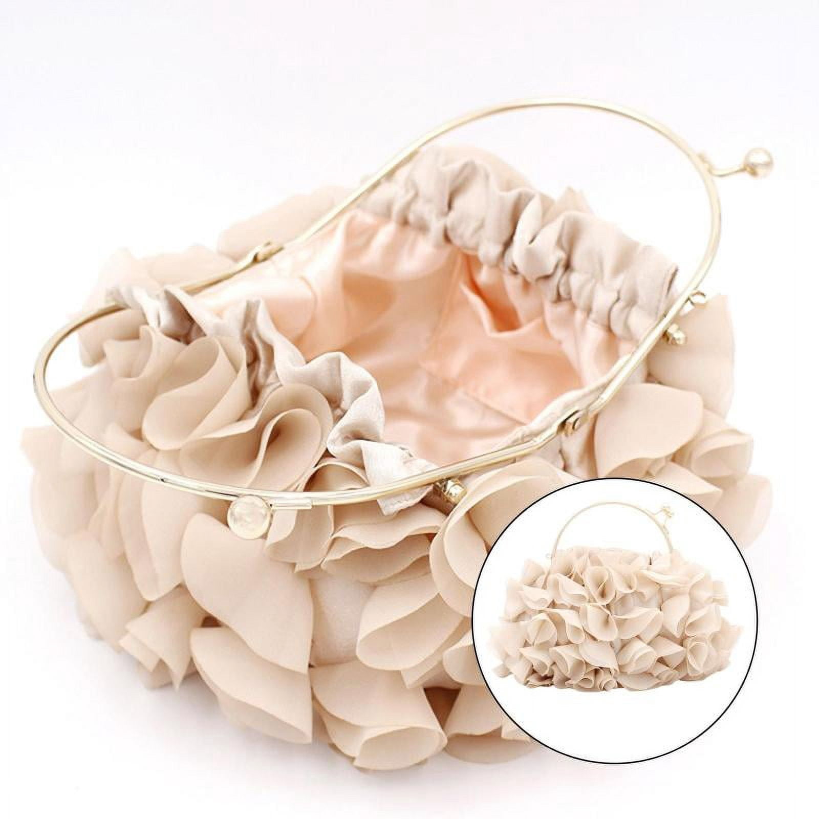 Floral Clutch Purses for Women Satin Evening Bag with Detachable Gold Chain Strap