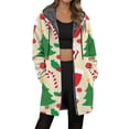 thumbnail image 2 of Womens Jacket Longline Jackets Christmas Print Winter Cozy Lined Full Zip Outerwear for Cold Weather Womens Winter Coats Yellow M, 2 of 5