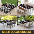 thumbnail image 5 of Valentine's Day Table Cloths for 3 Foot Rectangle Tables, Pink Bows Shining Stars Modern Black Patio Waterproof Elastic Fitted Tablecloths, Washable Rectangular Table Cover for Camping, 5 of 8