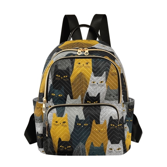 Quilted Backpack Fashion Backpack 10.23*5.11*12.59 Inch Women's Fashion Backpack Picnic Shopping Travel Out Sports backpack Black Cat Pattern