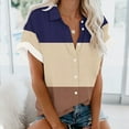 thumbnail image 2 of EQWLJWE Chemises pour Femmes Liquidation Femmes Manches Courtes Décontractées Col en V Manches Courtes Motif Imprimé Floral Hauts Blouse Imprimée - Chemise, 2 of 5