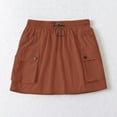 thumbnail image 2 of FAIWAD Womens Cargo Skirt Elastic Waist Drawstring Mini Skirts Trendy Ruched Skirts with Flap Pocket, 2 of 7