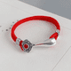 thumbnail image 3 of Pulsera de pareja Ruyi auspiciosa de plata tailandesa Vintage para hombres y mujeres, un par de pulsera tobillera de cuerda roja tejida a mano, 3 of 5