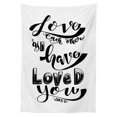 thumbnail image 3 of Ambesonne Black White Tablecloth Rectangular Table Cover, Love Each Other, 52"x70", White and Black, 3 of 4