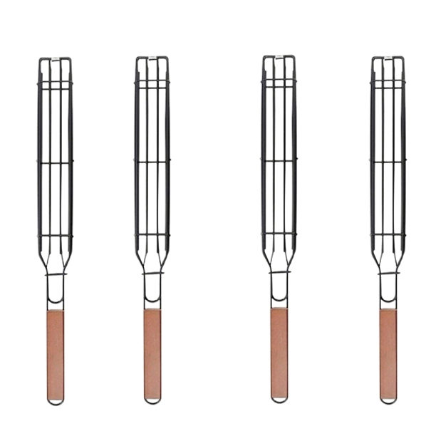 TRIANU 4 Pack Kabob Grilling Baskets for Chicken Kababs Nonstick Grill