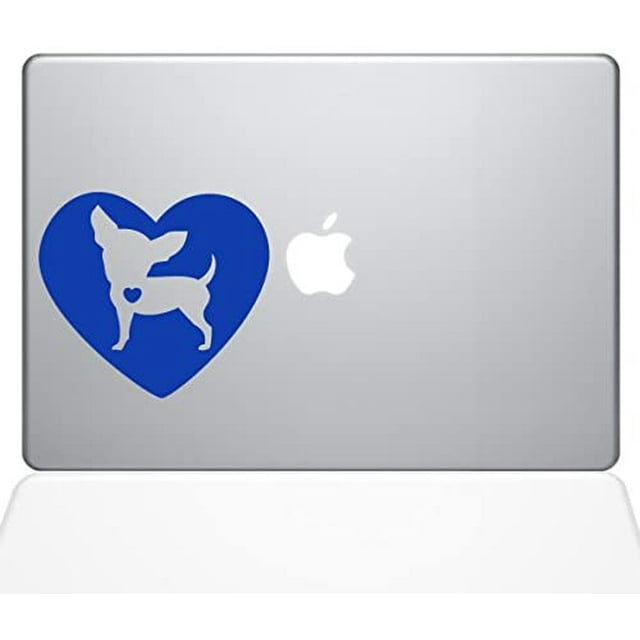 The Decal Guru Heart Chihuahua MacBook Decal Vinyl Sticker - 15" MacBook Pro (2016 & Newer) - Dark Blue