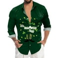 thumbnail image 3 of PMUYBHF Male St. Patricks Day Male St. Patricks's Day Long Sleeve Shirt Autumn Casual 3D Printing Hawaii Long Sleeve Shirts Tops GN5 M, 3 of 4